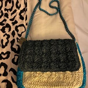 J Crew new with tags straw shoulder bag